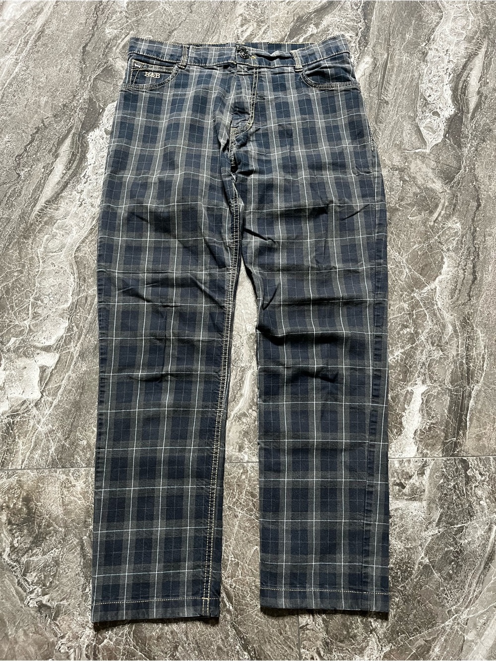 Harmont & Blaine Narrow Fit Plaid Pants Mens 33x29 Navy Check Trousers Italy